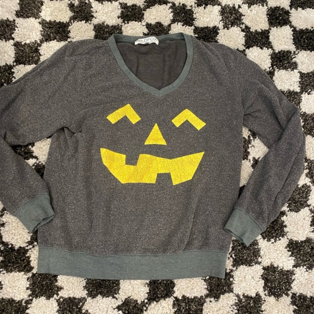 WILDFOX "Jack o lantern" v neck sweatshirt! Not too thick not too thin! V-neck